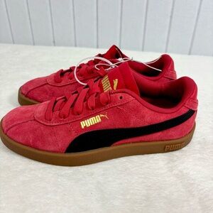 Puma Red Sneakers with Black‎ Stripe and Gold Logo Size 4 Y